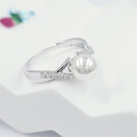 Bague de fiançailles classique en or blanc 18 carats avec perle d'eau douce AA de 0,1 ct (7 mm) micro-incrustée, plaqué or, 2,05 g, pour femme, anniversaire, mariage