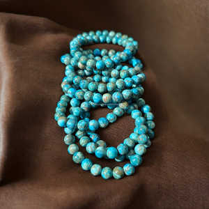 African <b>Turquoise</b> Natural Gemstone <b>Beaded</b> Stretch Bracelet Dark Blue Green Crystal Jewelry for Men Women Wholesale Custom Design - Product Image 3