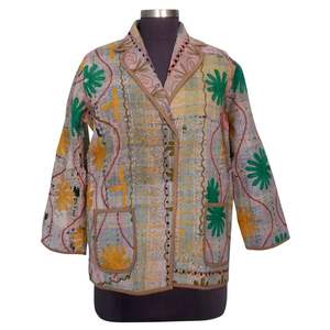 Veste Kantha tricotée ethnique été/hiver printemps, respirante, séchage rapide, écologique, vintage, décontractée pour les sorties - Product Image 1