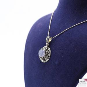 Pendentif en argent 925 plaqué or avec calcédoine bleue naturelle, bijoux en pierres précieuses pour femmes, fournisseur en gros du Rajasthan, fabricant - Product Image 4