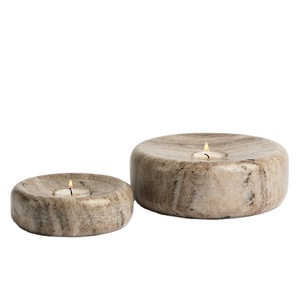 Porte-bougie votif en marbre, grand support rond en pierre pour bougie chauffe-plat, décoration artistique minimaliste pour la maison et le bureau - Product Image 1