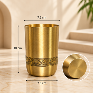Virasat Traditional Brass Drinking Glass Handcrafted Golden Brass Water Tumbler Elegant Metal <b>Drinkware</b> for Home Dining Kitchen - Product Image 2