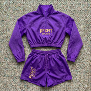 ชุดเซ็ตเสื้อแจ็คเก็ตและกางเกงขาสั้นไนลอน Rexfit Sports Custom Logo สำหรับผู้ชาย ดีไซน์ใหม่ปี 2026 น้ำหนักเบา เหมาะสำหรับการฝึกซ้อมกีฬา - Product Image 3