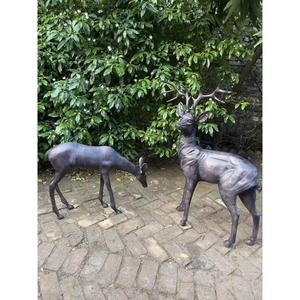 ชุดตกแต่งคริสต์มาสรูปกวางสีบรอนซ์ งานแฮนด์เมด ขนาดเท่าตัวจริง รูปปั้นกวางเรนเดียร์ตั้งพื้น ราคาขายดี - Product Image 1