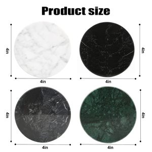 Natural Black Marble Coasters Set of 4 Eco Friendly Round Stone Drink Coaster 10cm Heavy Duty <b>Table</b> <b>Protection</b> Cup Mat for Hotel - Product Image 5