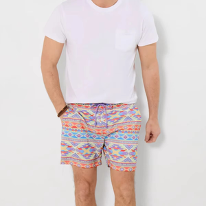 Men's Geometric Print <b>Board</b> Shorts Quick Dry Drawstring Swimwear Casual Short Shorts 100% Polyester Vibrant Colors - Product Image 3