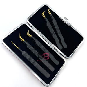 Pinzas para Pestañas de Acero Inoxidable con Punta de Fibra Puntiaguda, Antiestáticas, Precisión, Duraderas, Punta Serrada, Calidad Premium - Product Image 1