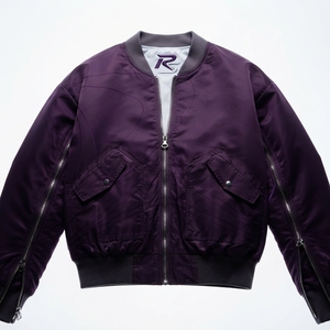 Blouson Bomber Rétro Homme en Polyester/Coton, Réversible Double Face, Col Montant, Coupe-Vent, Doublure Polaire, Hiver, Logo Frontal, Décontracté - Product Image 2