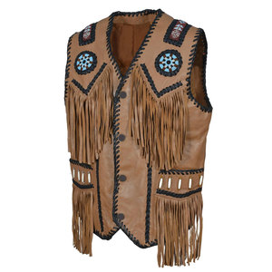 High Quality Custom Men's Fashion Vintage Motorcycle Suede Leather Vest Loose High Metal Hooks Closing Sleeveless Leather Vest - Product Image 5