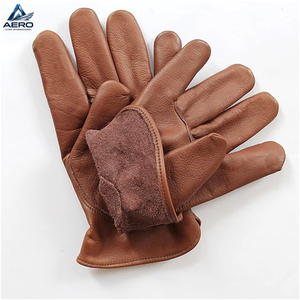 Abrasion Resistance Classic Wholesale Ergonomic Design With Elasticated Wrist High-Quality Soft Brown Leather Driver <b>Gloves</b> - Product Image 6