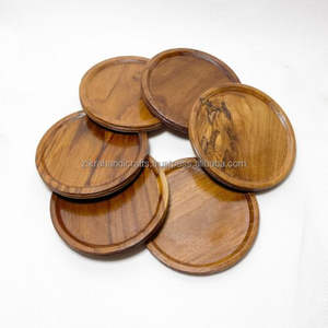 Ensemble de sous-verres polis naturels, sous-verre de forme ronde, en bois d'acacia fin, tampons de pot à boisson, tasse à thé et café, tapis en bois vierge - Product Image 1