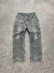 Jean cargo vintage déchiré et délavé pour homme, style double genou, coupe charpentier - Product Image 4