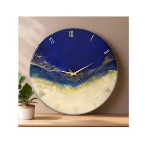 Reloj de Pared de Resina, Diseño de Dibujos Animados Azules, Números Romanos, Cuarzo Analógico, Silencioso, Funciona con Batería, Estilo Antiguo, Navidad, Oficina, 15 mm - Product Image 1