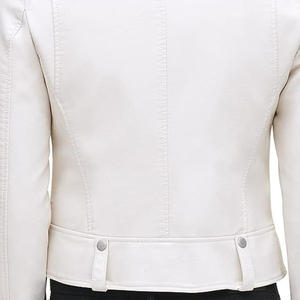 <b>White</b> Leather <b>Jacket</b> For <b>Women</b> Plain Cow Material Classic Pattern Wholesale Cheap Prices Autumn Wear - Product Image 5