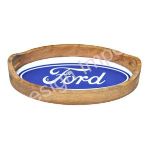 Plateau de service pour thé et café, plateaux décoratifs, idées cadeaux, Saint-Valentin, collations, boissons, plateau en bois de forme ovale avec poignée - Product Image 1