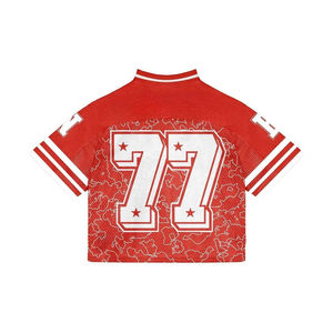 Wholesale Team Building Orders <b>Retro</b> Vintage Cropped Football Jersey Outdoor Letter Print Mesh Boxy Soccer T Shirts for Men - Product Image 4