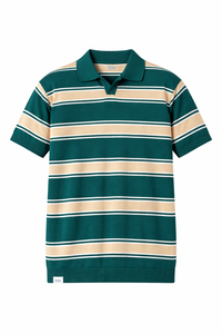 Camiseta Polo a Rayas para Hombre, Mezcla de Algodón, Ropa Casual de Manga Corta, Alta Calidad, Excedente de Exportación - Product Image 3