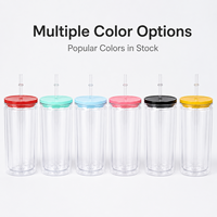 En stock : Gobelet en plastique à double paroi de 16 oz avec paille, en PC transparent, faible MOQ, livraison rapide