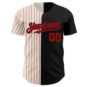 Camiseta de Béisbol Corta Personalizada al por Mayor con Logotipo, Diseño en Negro, Blanco y Rojo, Transpirable, de Secado Rápido y Tejido que Absorbe la Humedad - Product Image 2
