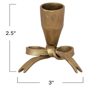 ที่วางเทียนรูปทรงโค้งทำจากโลหะตีขึ้นรูปด้วยมือ  ตกแต่งสีทองโบราณ - Product Image 2