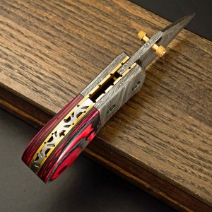 Edge Master Manufacture Handmade Lightoller Damascus Steel Folding Pocket Knife Wood Handle DIY Industrial Utility Drop Point - Product Image 2