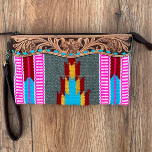 Nuevo bolso de mano de cuero con herramientas azteca occidental con estilo, monederos de herramientas marrones Vintage, bolso de mano de cuero acolchado azteca único - Product Image 2