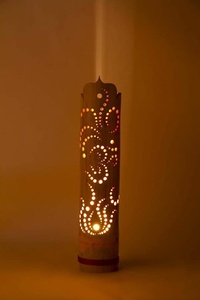 Blue Lotus Rattan Bell Shade LED <b>Pendant</b> <b>Light</b> with Gold Finish Sensor Control <b>3</b>-Year Warranty Large Mounted Ceiling Lamp - Product Image 4