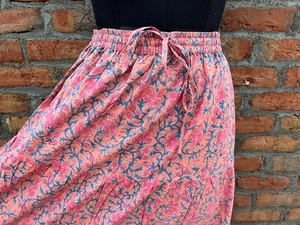<b>Boho</b> Maxi <b>Skirt</b> for Women Block Print Cotton Dress Handmade Tiered Design Elastic Waistline Floral Pattern Breathable <b>Skirt</b> - Product Image 2