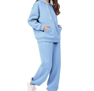 <b>Women's</b> Custom Hooded Casual Solid <b>Tracksuit</b> 100% Cotton Windproof Velour Fleece - Product Image 1