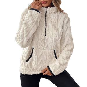 Autumn Winter Fleece Pullover <b>Plush</b> Pocket Short Sweatshirt Plain Dyed 280g New European American Style Front Anti-Pilling - Product Image 5