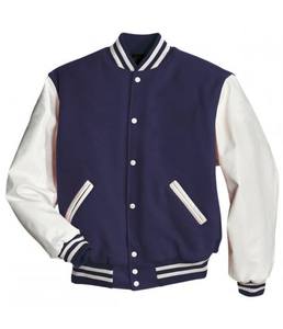 Color Block Varsity <b>Jacket</b> <b>Men</b> Wool Blend Body Contrast <b>Faux</b> <b>Leather</b> Sleeves Ribbed Trim Snap Closure Modern Streetwear Style - Product Image 4
