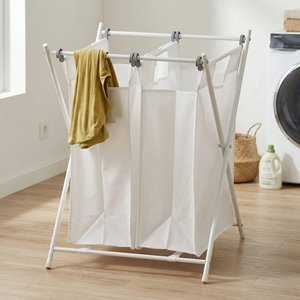 Black friday vente eBay vente en gros Taiwan ménage maison stockage en plastique tissu panier trieur 2 sacs organisateur de blanchisserie - Product Image 1