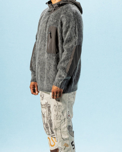 Sudadera con capucha y cremallera de diseño personalizado con logo, cárdigan de invierno de punto, suéter de mohair afelpado, chaqueta de punto oversize, suéter de mohair jacquard, sudaderas con capucha para hombre - Product Image 5