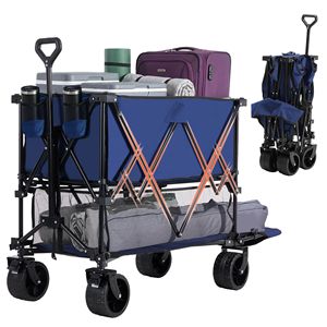 Carrello da Giardino Pieghevole a Doppio Strato con Freni, Capacità 450 libbre, 54 Pollici Extra Lungo, Ruote da 7 Pollici per Tutti i Terreni, Ideale per Campeggio - Product Image 1
