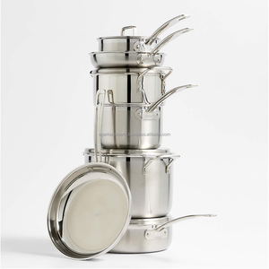 Ensemble de casseroles en acier inoxydable de style américain, durable, 10 pièces, OEM en gros, avec couvercle, compatible lave-vaisselle et four - Product Image 1