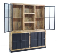 Mueble de Almacenamiento de Madera Maciza de Diseño Industrial Moderno, Vitrina con Puerta de Hierro y Vidrio, Muebles para el Hogar, Sala de Estar, Hotel, Bar