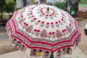 Sombrilla de Jardín de Lujo con Bordado Floral, Decorativa para Exteriores, Parasol para Patio, Hecha a Mano, Estilo Bohemio Indio, Mayorista B2B OEM - Product Image 4