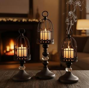 Creative Retro Birdcage <b>Candle</b> Holder Set - Elegant Iron Metal <b>Lanterns</b> for Home Decor & Weddings - Product Image 1