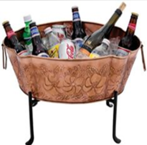 Ornate Floral Galvanized Ice <b>Bucket</b> Beverage Holder with Short Scroll Stand Durable & Portable 5L Capacity Wholesale Prices - Product Image 1