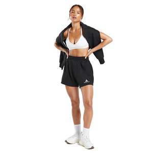 OEM Custom Logo Black Terry Fabric Gym Shorts for Women Lightweight <b>Elastic</b> <b>Waist</b> Drawstring Closure Quick Dry Fitness Sports - Product Image 3