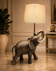 Lampe de table éléphant, base en aluminium, abat-jour en lin, design moderne, écologique, décoration intérieure pour salon, durable - Product Image 4