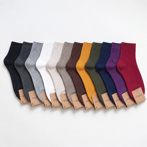Calzini da Donna in Cotone a Costine, Tinta Unita, Traspiranti, per Uso Quotidiano, Casual, Primaverili, Vendita all'Ingrosso - Product Image 1