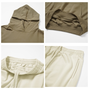 Ensemble de survêtement unisexe noir en coton, couleur unie, manches longues, pantalon à cordon, tenue décontractée pour l'automne, nouveau modèle 2026 - Product Image 4