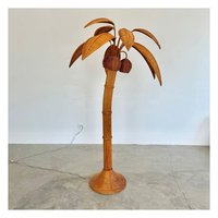 Lampe de table en rotin tressé faite à la main, écologique, en forme de palmier, pour chambre tropicale, salon ou espace côtier