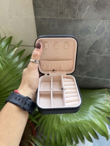 New Arrival Multi-function Hand Tooled Leather Travel Jewelry Organizer Compact <b>Case</b> Cowhide Leather Accessory Gift Storage - Product Image 5