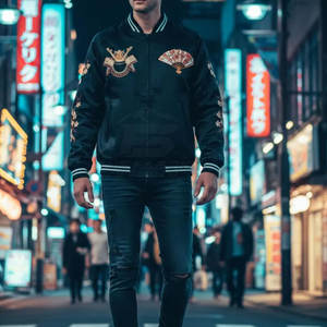 Chaqueta Sukajan Casual Moderna para Hombre, Tela Satinada Suave, Ligera, Elegante y Cómoda, Estilo Urbano - Product Image 6