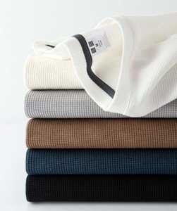 T-shirt thermique en coton gaufré de qualité supérieure, col rond, respirant, en maille gaufrée - Product Image 1