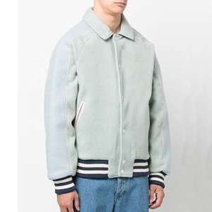 เสื้อแจ็คเก็ตเบสบอลหนังแท้ปักลายโลโก้ตามสั่งสำหรับผู้ชาย แขนยาว ทรงบอมเบอร์  แบบยูนิเซ็กส์  คอตั้ง  สำหรับฤดูหนาว - Product Image 3