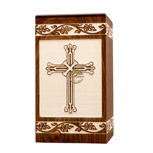 Urnes funéraires chrétiennes artisanales et urne funéraire en bois naturel, boîte à cendres artistique, souvenir commémoratif par AYAANS - Product Image 2