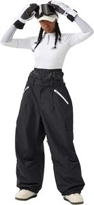 Pantalon de ski unisexe imperméable et coupe-vent noir avec cordon de serrage 10 000 mm pour snowboard - Product Image 3